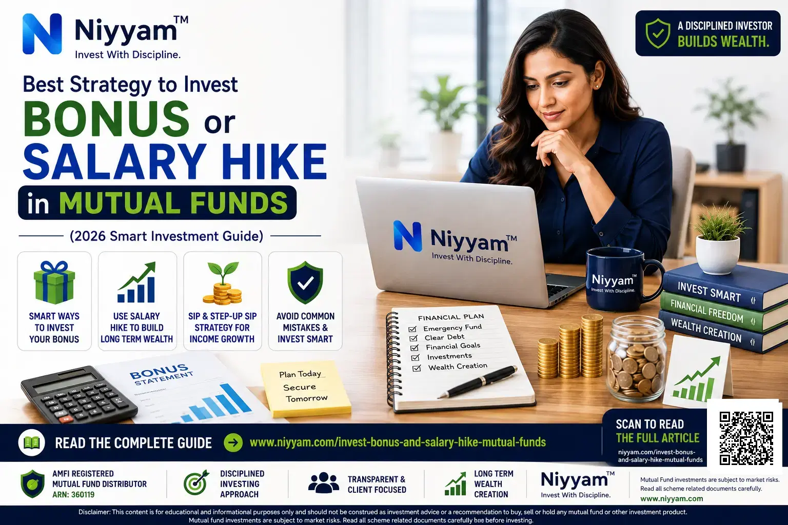 Best strategy to invest bonus or salary hike in mutual funds, featuring Niyyam's 2026 investment guide for disciplined wealth creation.